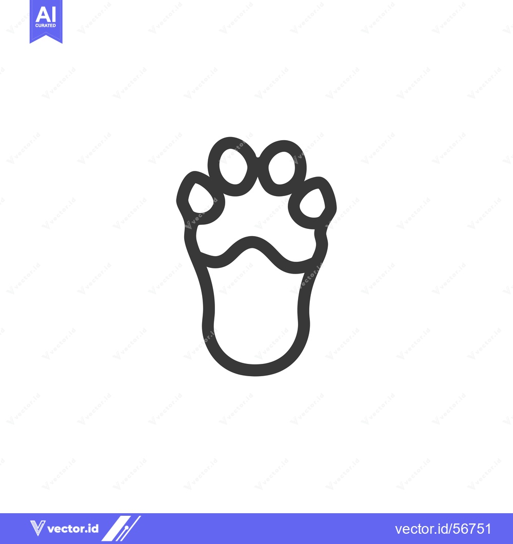 Premium Vector of Line Drawing of a Single Animal Paw Print