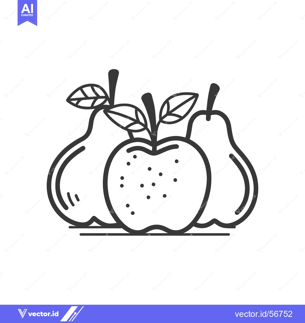 Premium Vector dari Line drawing of a single apple and two pears