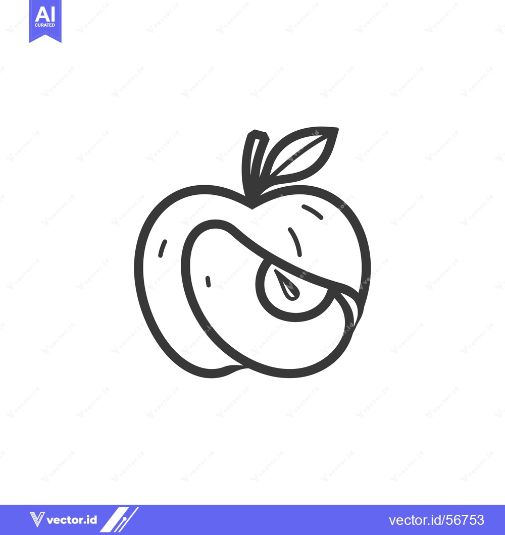 Premium Vector dari Line Drawing of a Single Apple with a Leaf
