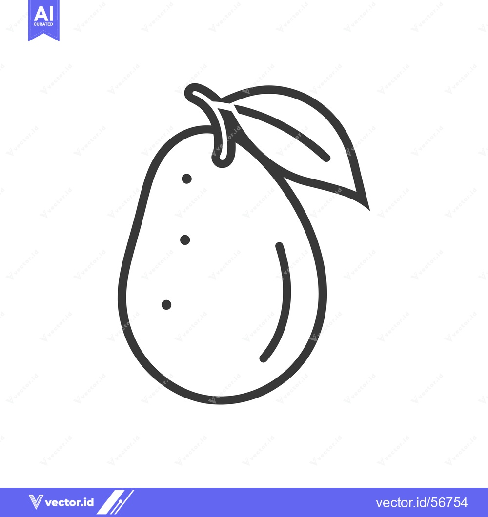 Premium Vector dari Line Drawing of a Single Avocado with a Leaf