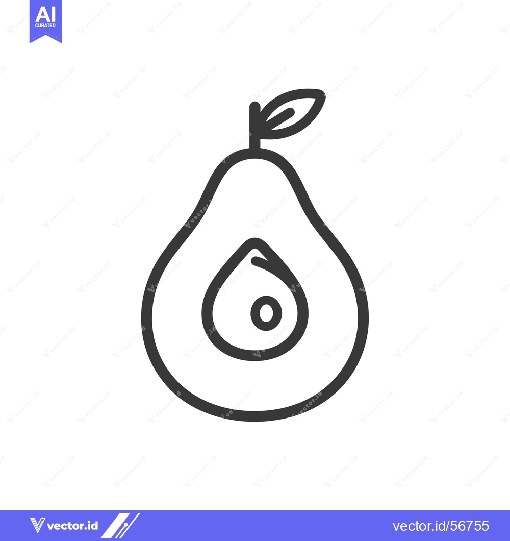 Premium Vector dari Line Drawing of a Single Avocado with a Seed