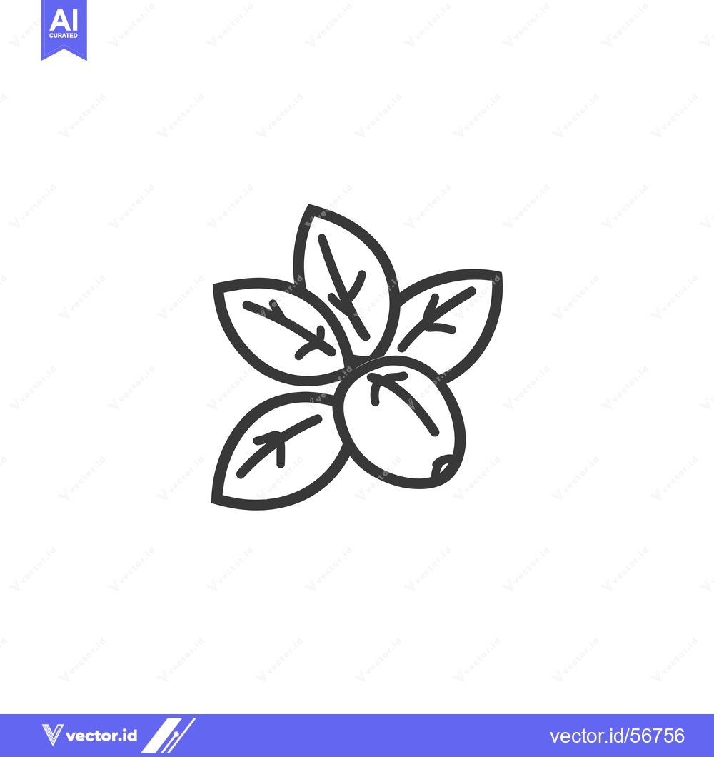 Premium Vector dari Line Drawing of a Single Berry with Leaves