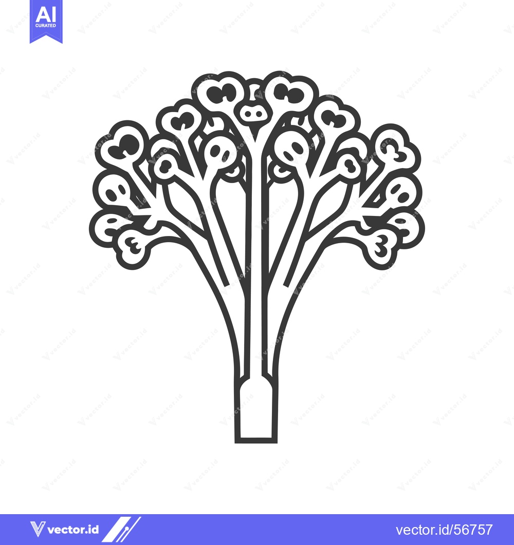 Premium Vector dari Line Drawing of a Single Branch of Broccoli