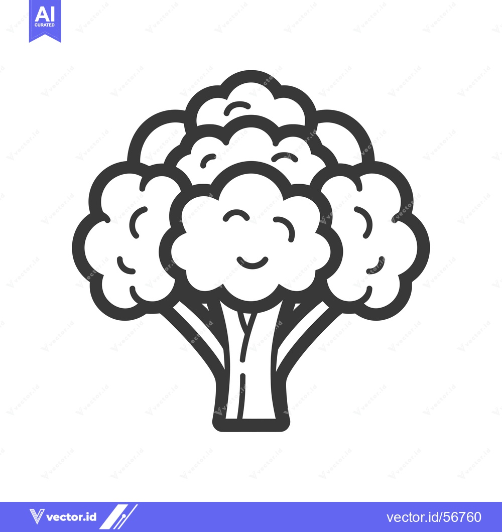 Premium Vector dari Line Drawing of a Single Broccoli Floret