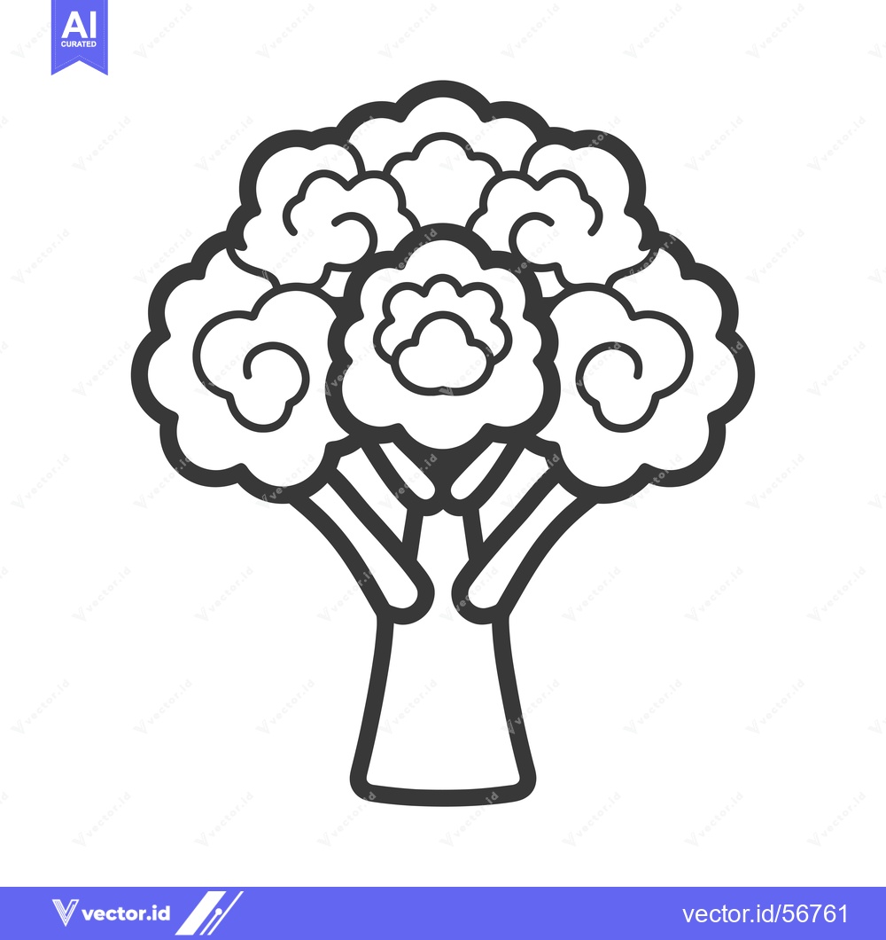 Premium Vector dari Line Drawing of a Single Broccoli Floret