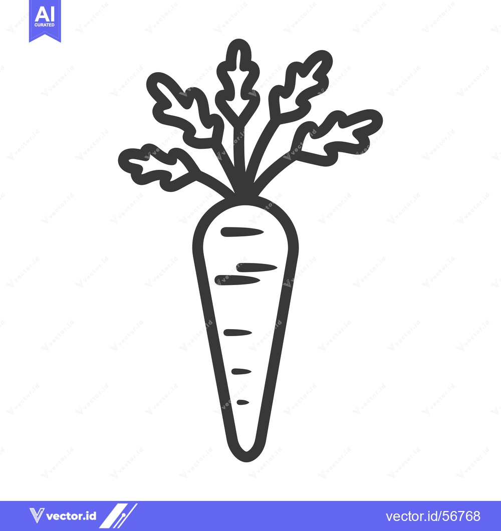 Premium Vector dari Line Drawing of a Single Carrot with Green Tops