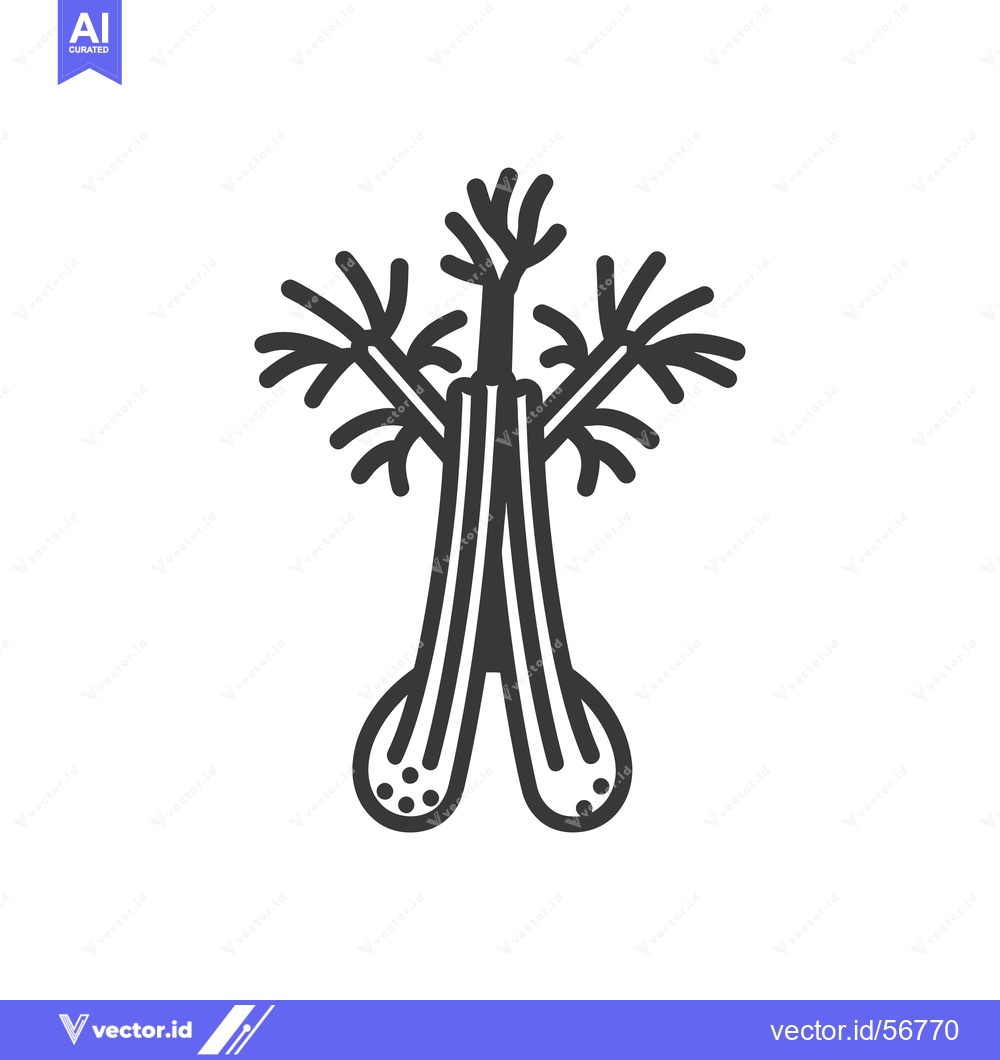 Premium Vector dari Line Drawing of a Single Celery Stalk