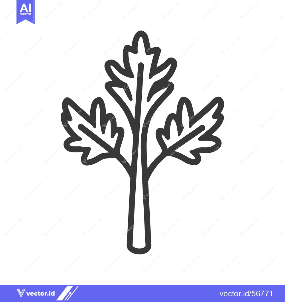 Premium Vector of Line Drawing of a Single Celery Stalk with Leaves