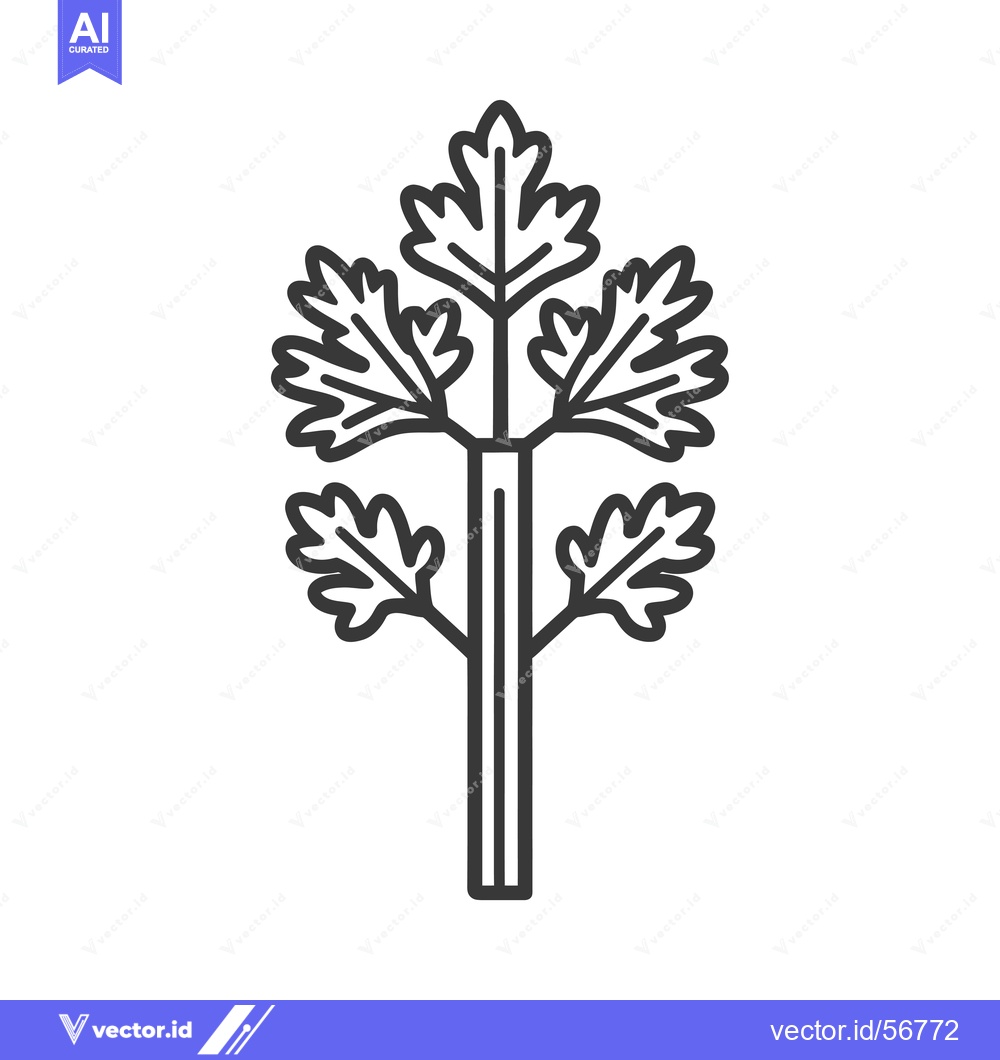 Premium Vector of Line Drawing of a Single Celery Stalk with Leaves