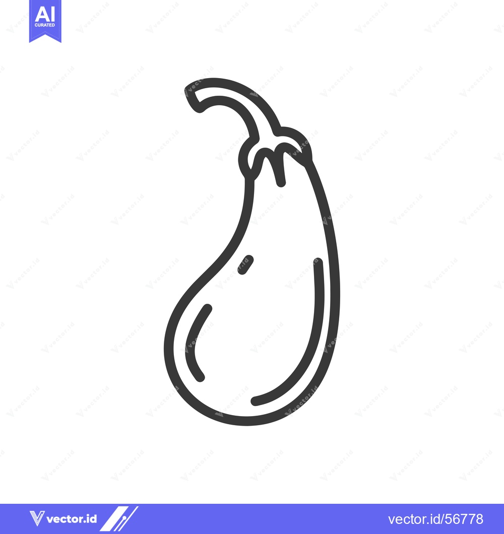 Premium Vector dari Line Drawing of a Single Eggplant