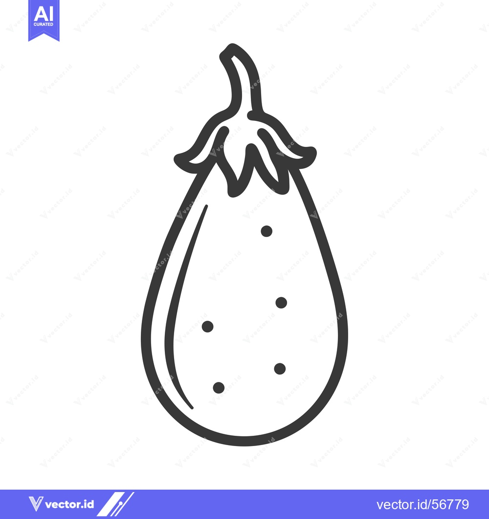 Premium Vector of Line Drawing of a Single Eggplant