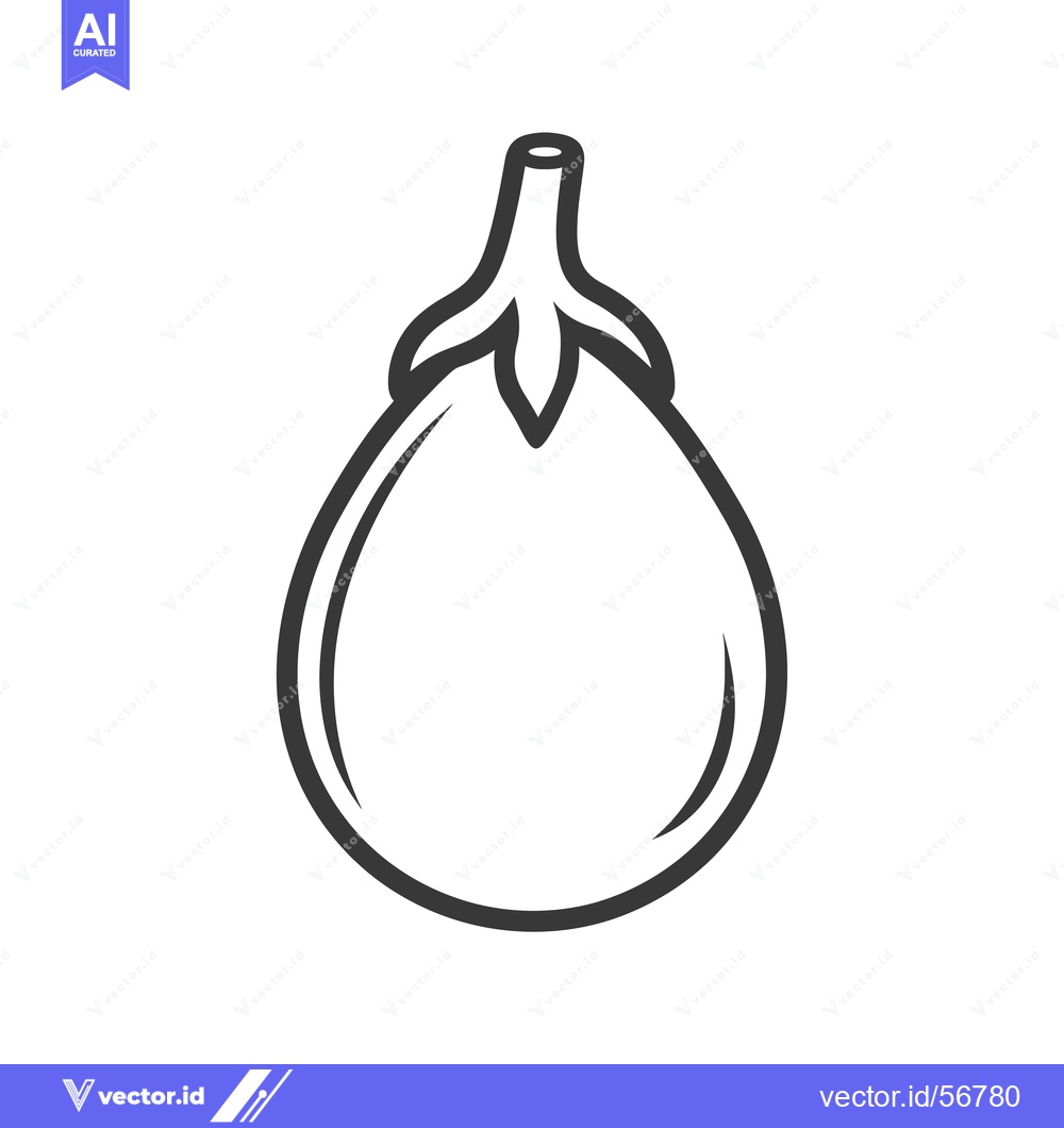 Premium Vector of Line Drawing of a Single Eggplant