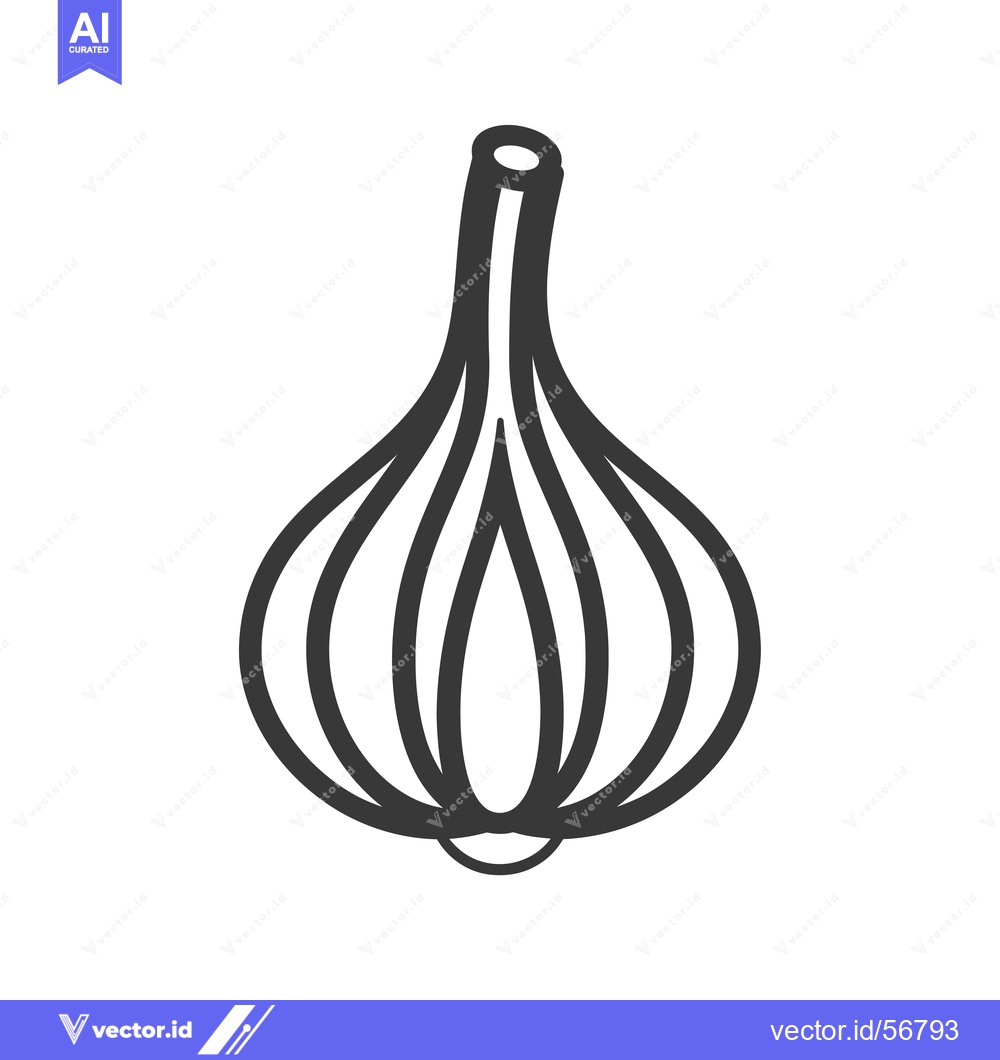 Premium Vector of Line Drawing of a Single Garlic Bulb