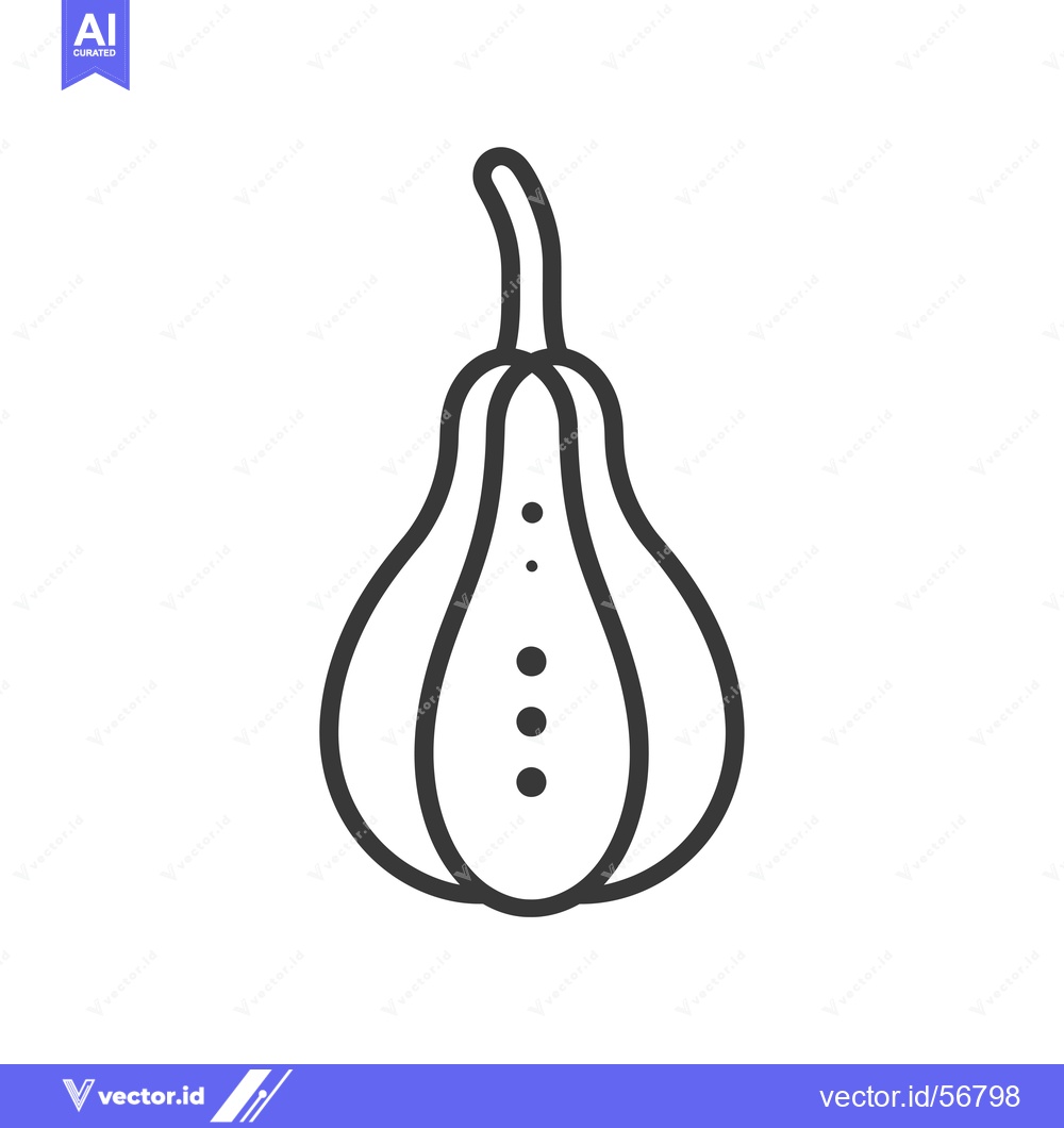Premium Vector of Line Drawing of a Single Gourd with a Stem