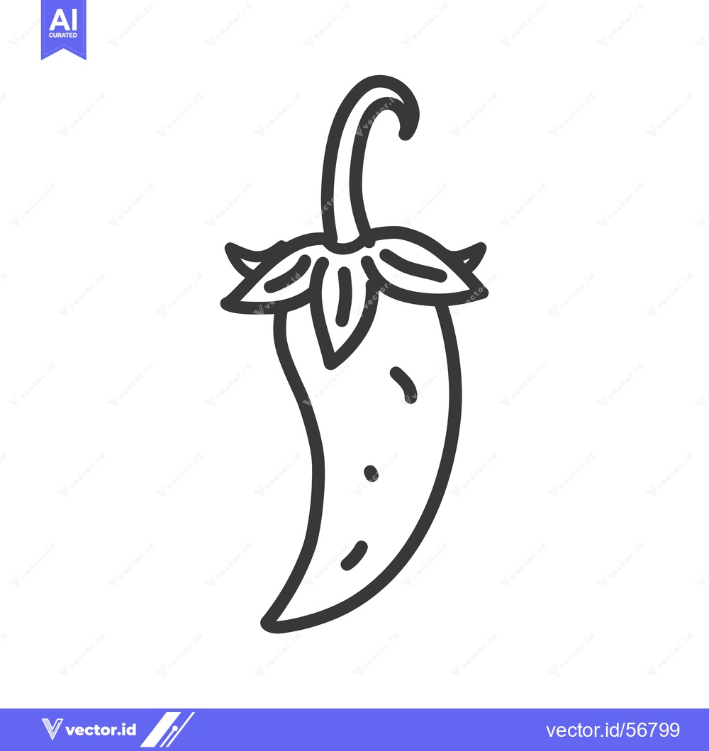 Premium Vector dari Line Drawing of a Single Green Chili Pepper