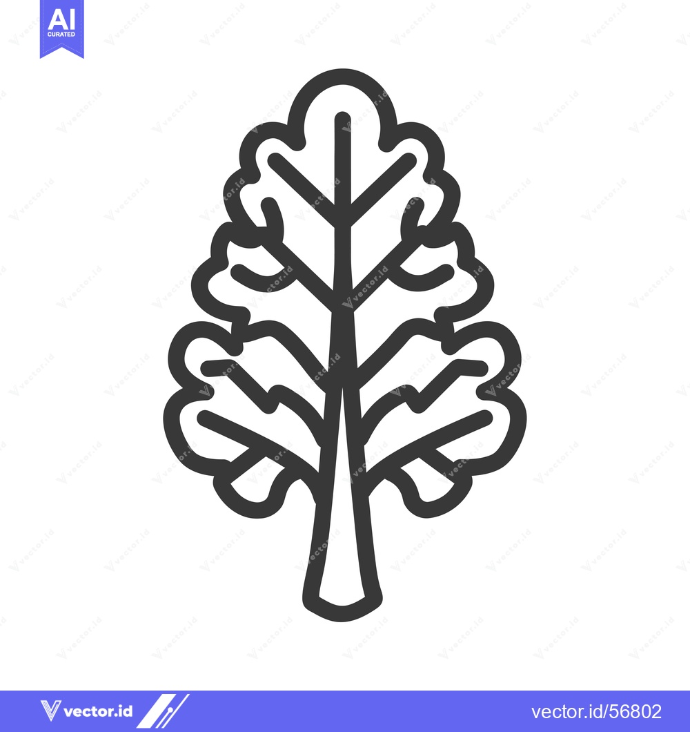 Premium Vector dari Line Drawing of a Single Kale Leaf