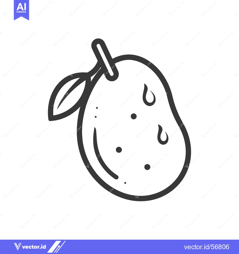 Premium Vector dari Line Drawing of a Single Mango with a Leaf