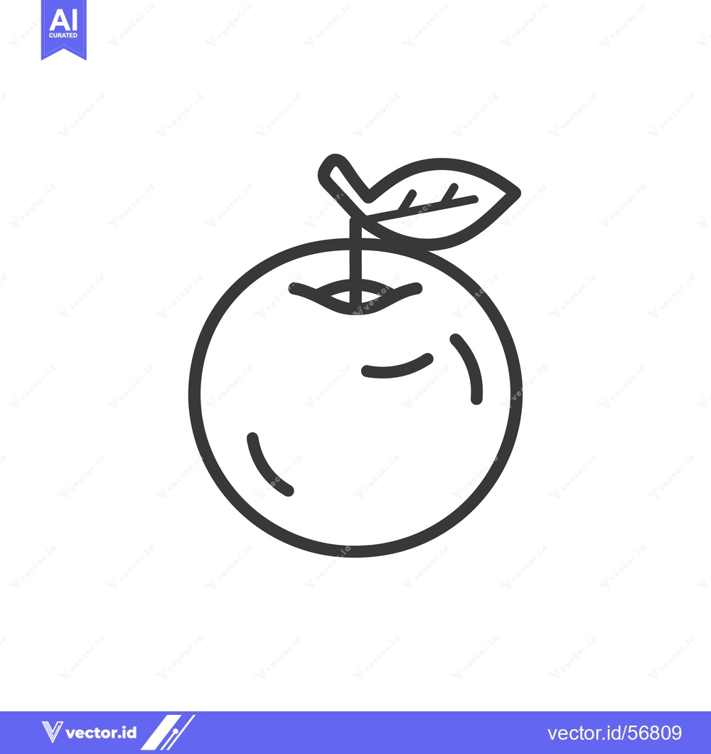 Premium Vector dari Line Drawing of a Single Orange with a Leaf