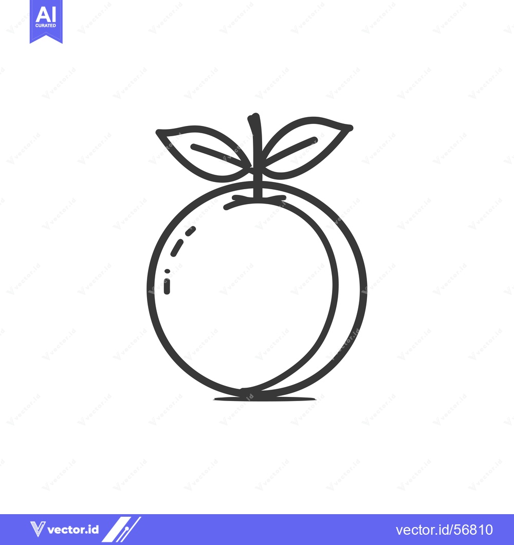 Premium Vector of Line drawing of a single orange with leaves