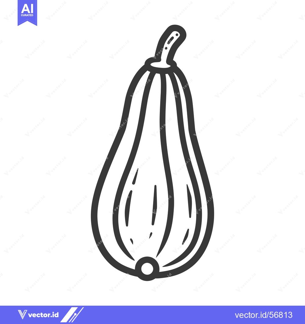 Premium Vector dari Line drawing of a single pear-shaped squash