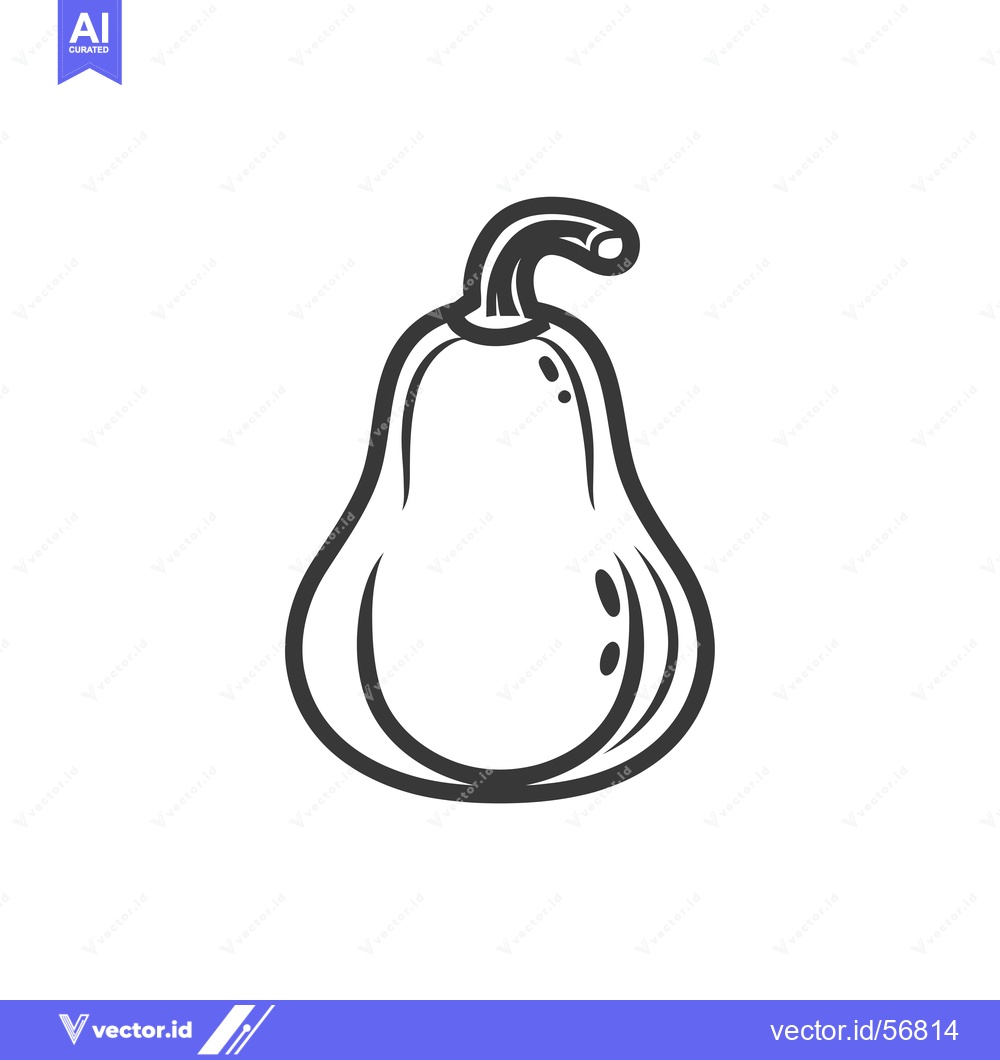 Premium Vector dari Line Drawing of a Single, Pear-Shaped Squash