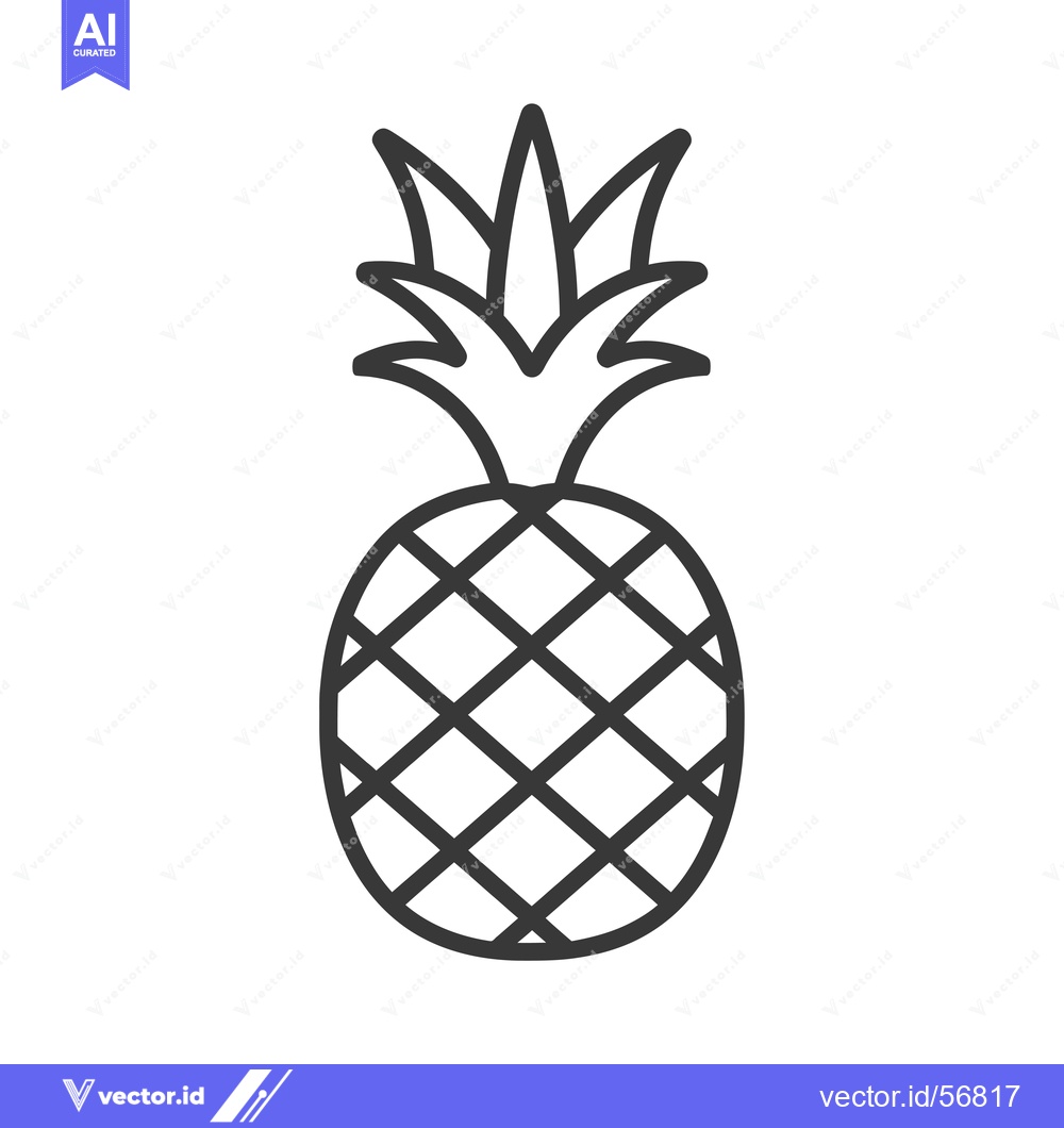 Premium Vector dari Line Drawing of a Single Pineapple