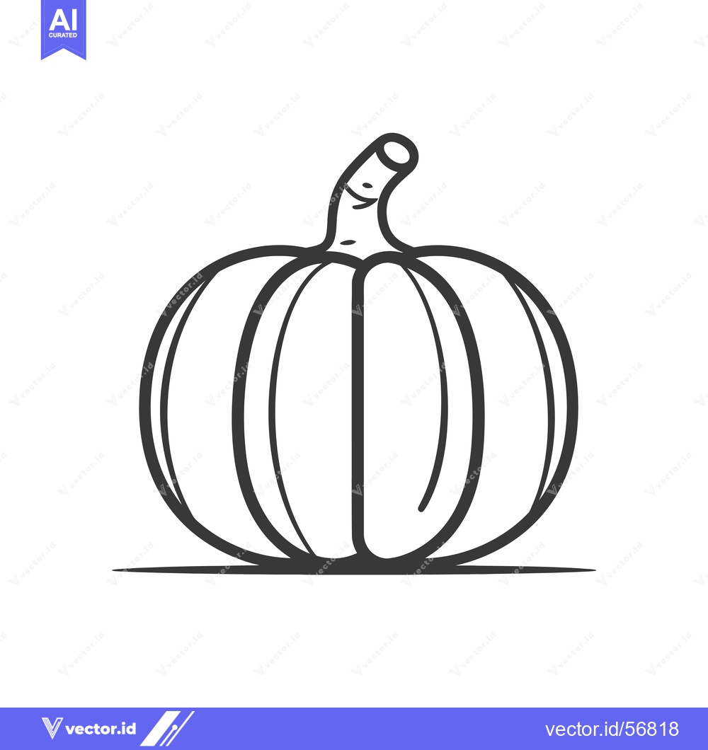 Premium Vector dari Line Drawing of a Single Pumpkin