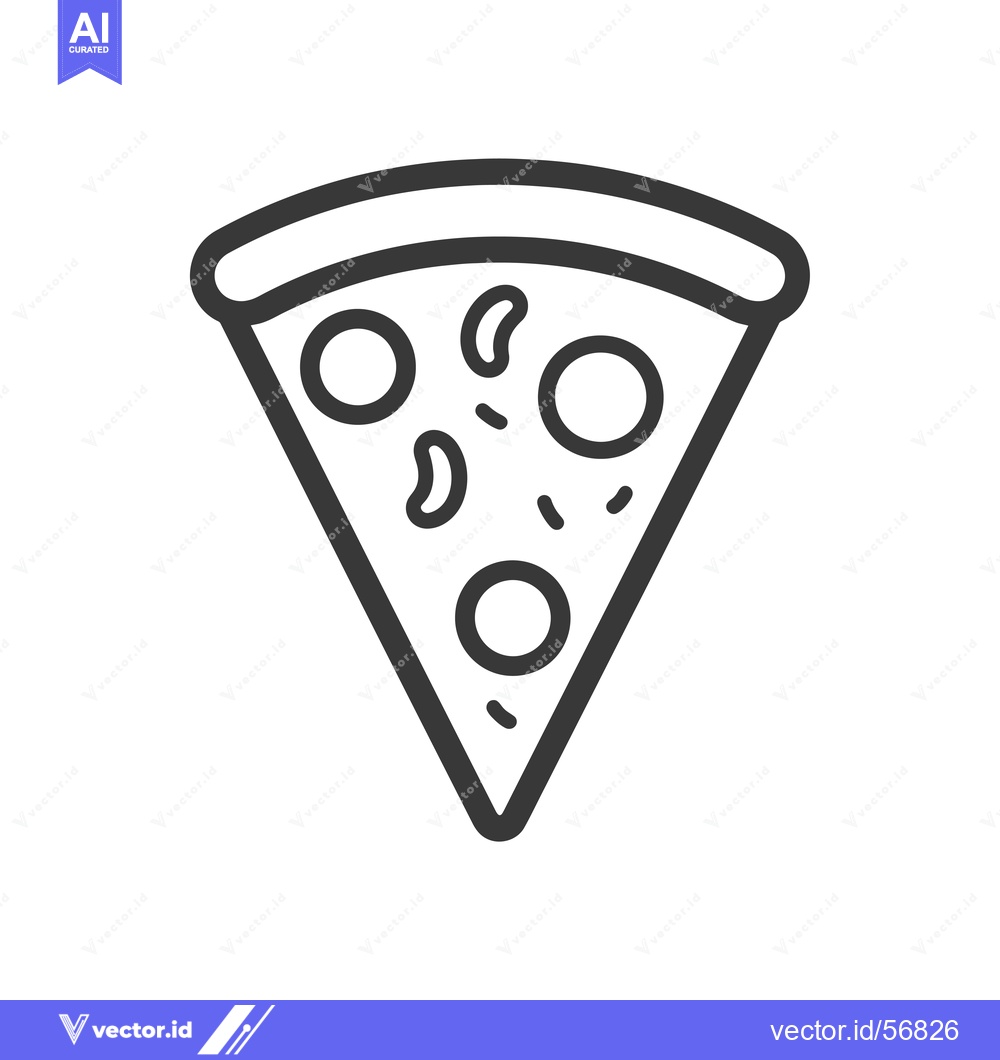 Premium Vector dari Line Drawing of a Single Slice of Pizza with Toppings