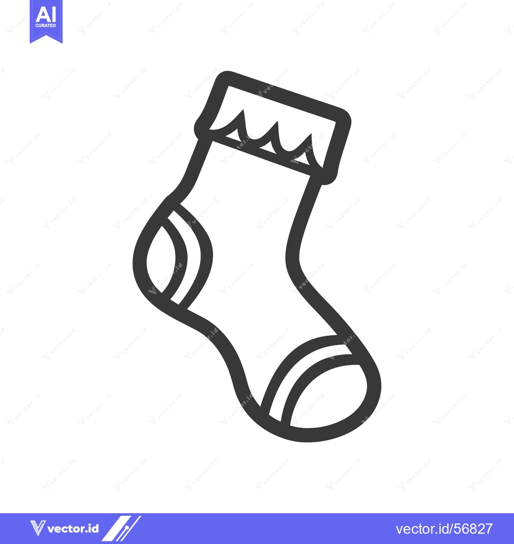 Premium Vector dari Line Drawing of a Single Sock with a Frilled Top