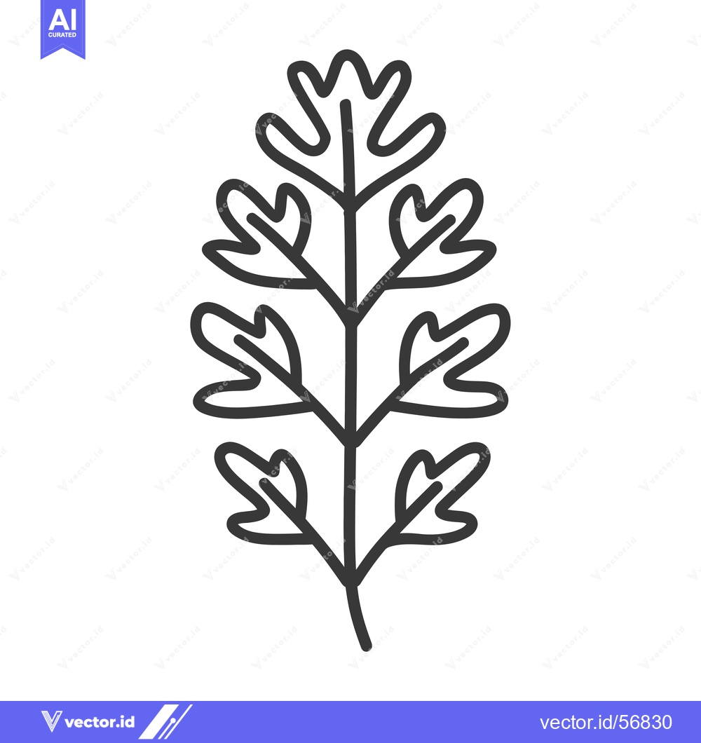 Premium Vector of Line drawing of a single sprig of cilantro with seven leaflets