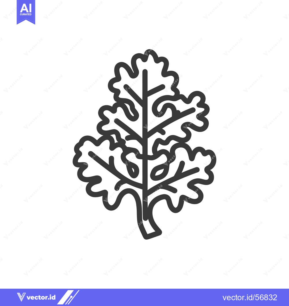 Premium Vector of Line Drawing of a Single Sprig of Parsley