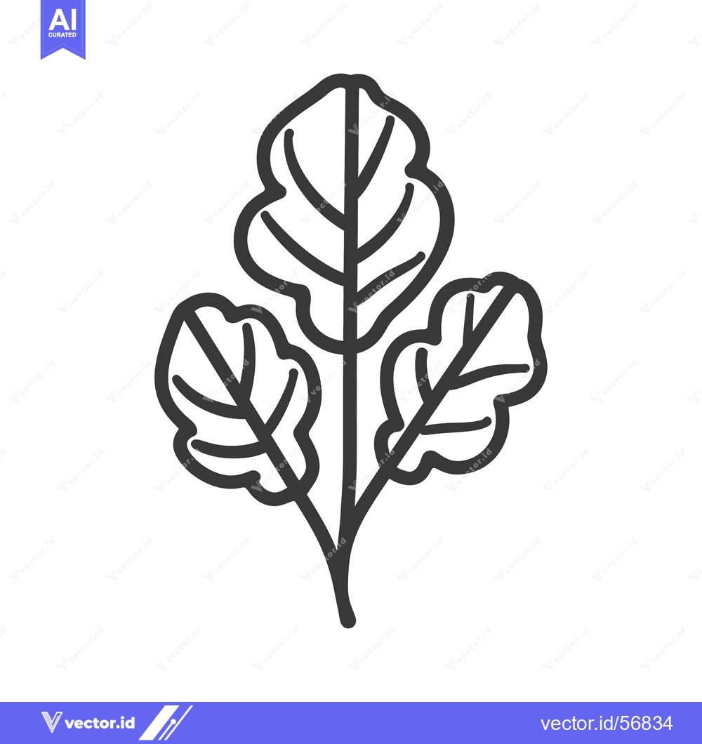 Premium Vector dari Line Drawing of a Single Sprig with Three Leaves
