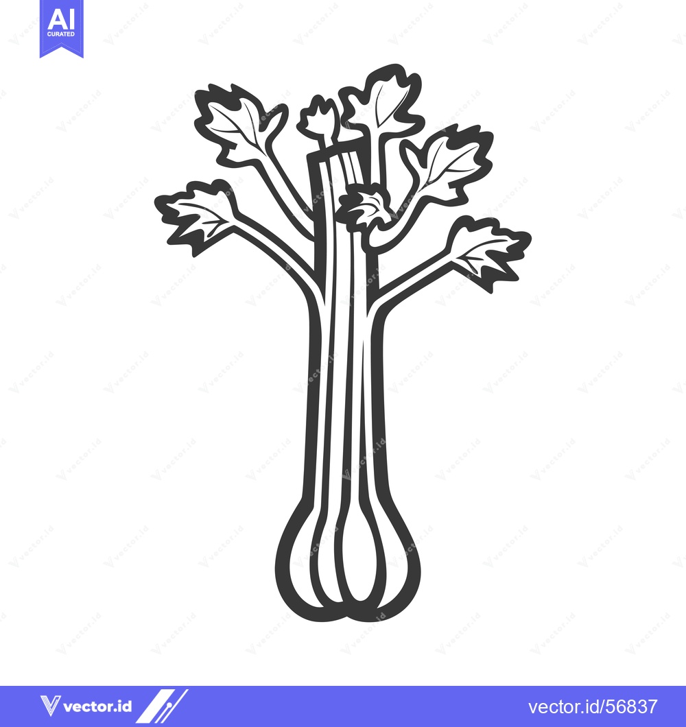 Premium Vector dari Line drawing of a single stalk of celery with leaves