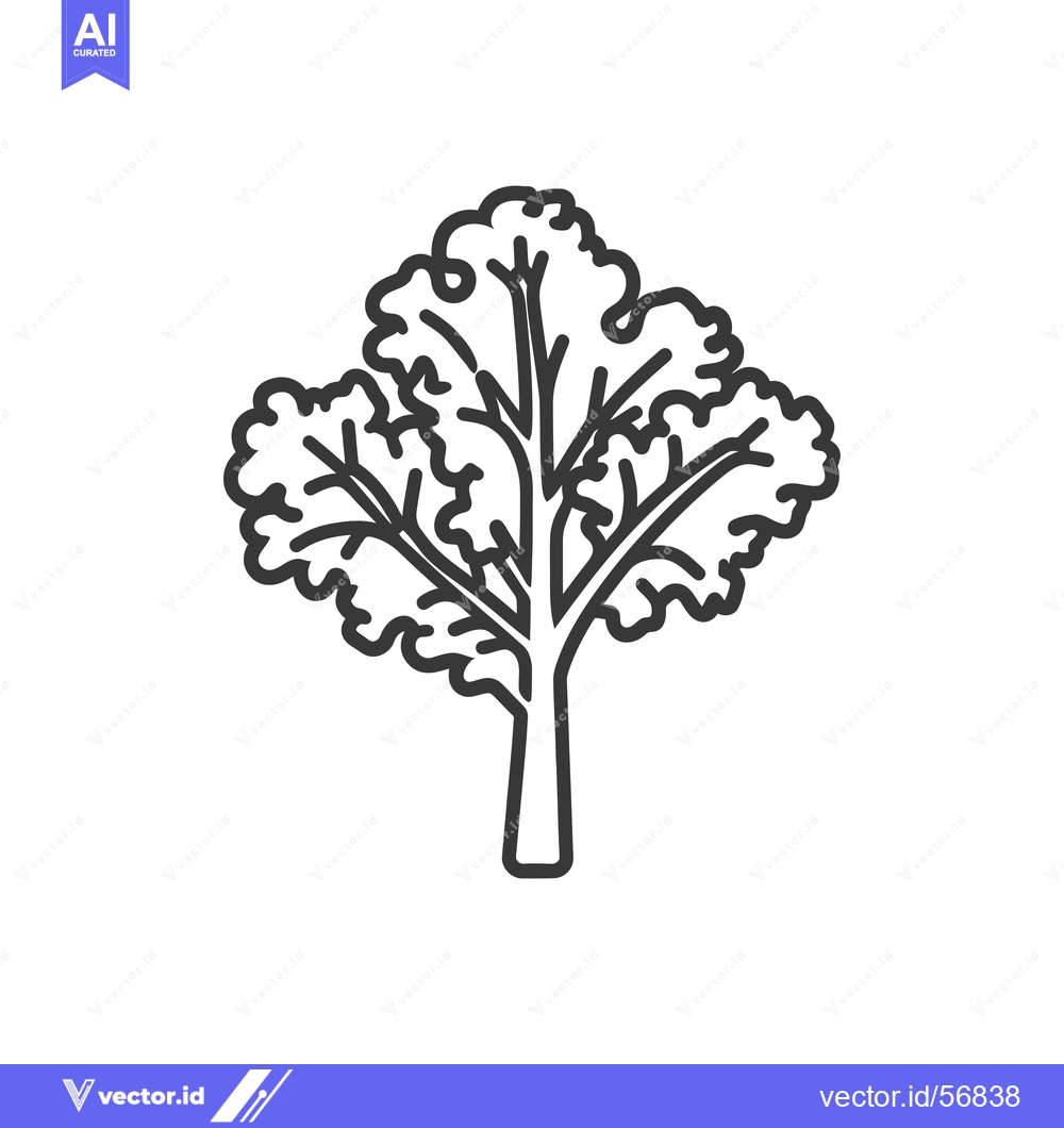 Premium Vector of Line drawing of a single stalk of kale