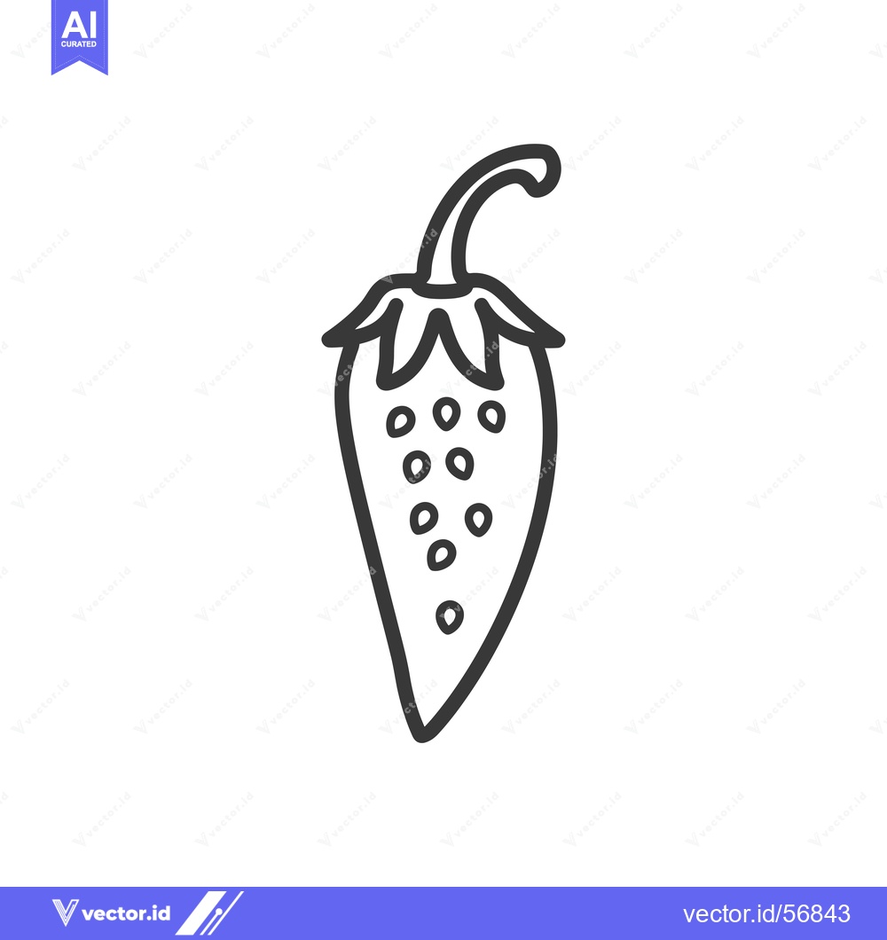 Premium Vector of Line Drawing of a Single Strawberry with Stem and Seeds