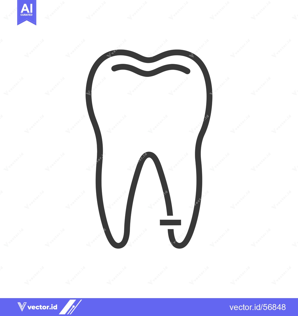 Premium Vector of Line Drawing of a Single Tooth with a Filling
