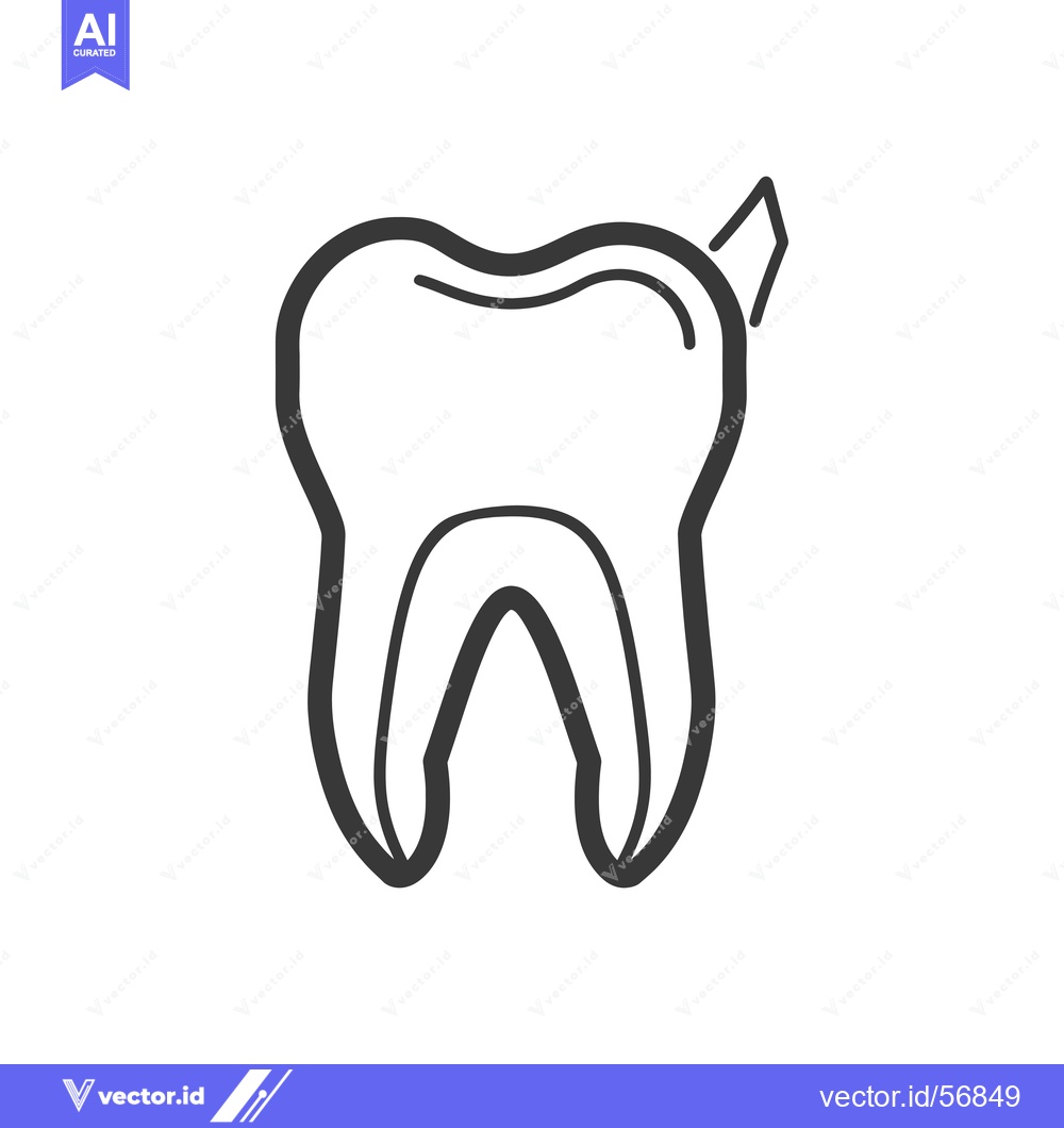 Premium Vector of Line Drawing of a Single Tooth with a Filling