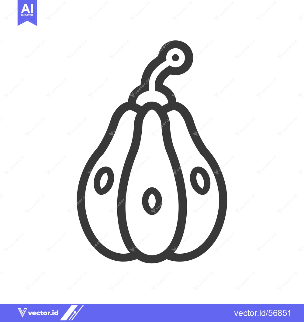 Premium Vector of Line Drawing of a Single, Whole Guava Fruit