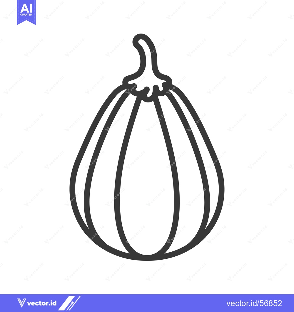 Premium Vector dari Line drawing of a single, whole, smooth-skinned squash