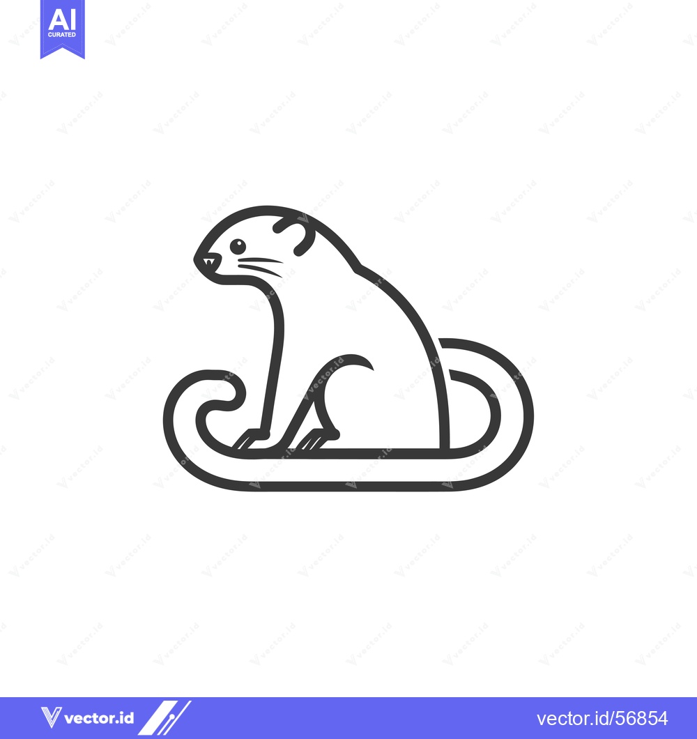 Premium Vector of Line drawing of a sitting animal with curled tail