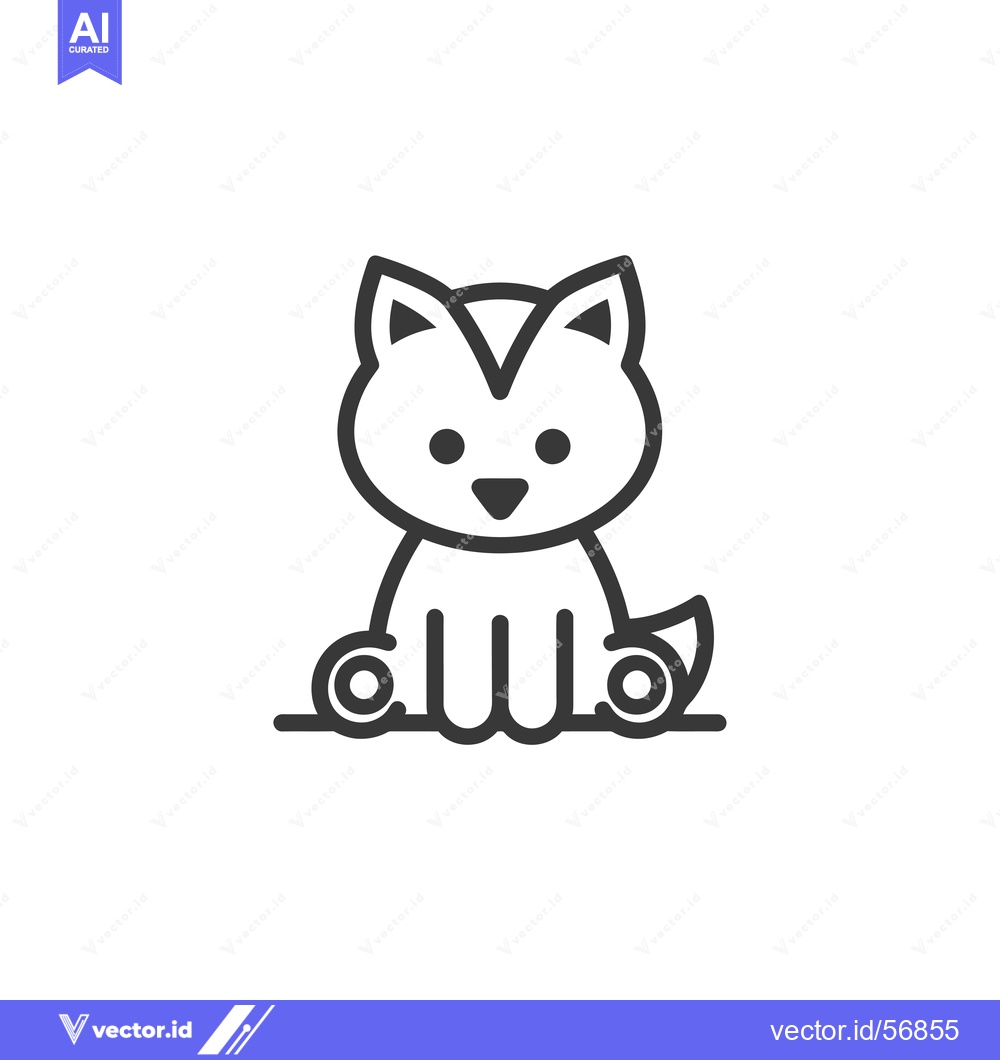 Premium Vector of Line Drawing of a Sitting Cartoon Dog