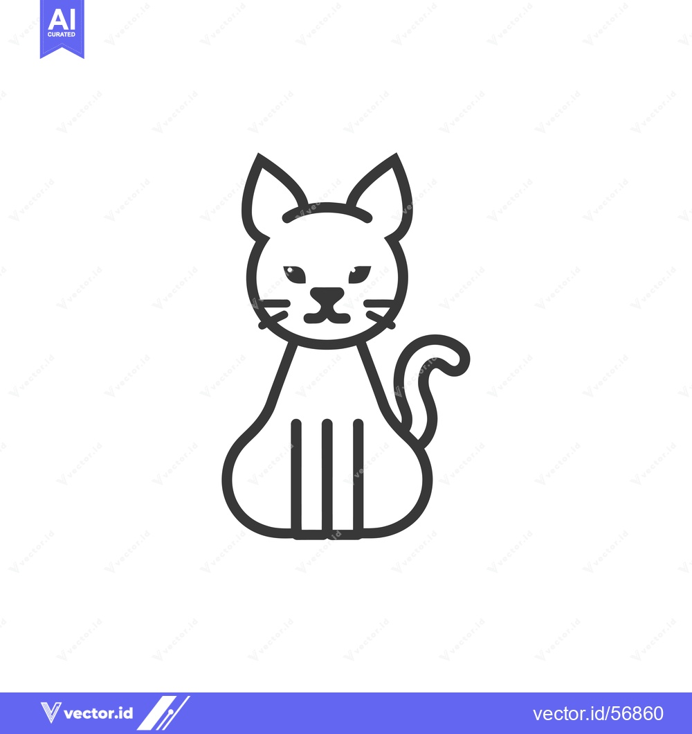 Premium Vector dari Line Drawing of a Sitting Cat with a Tail