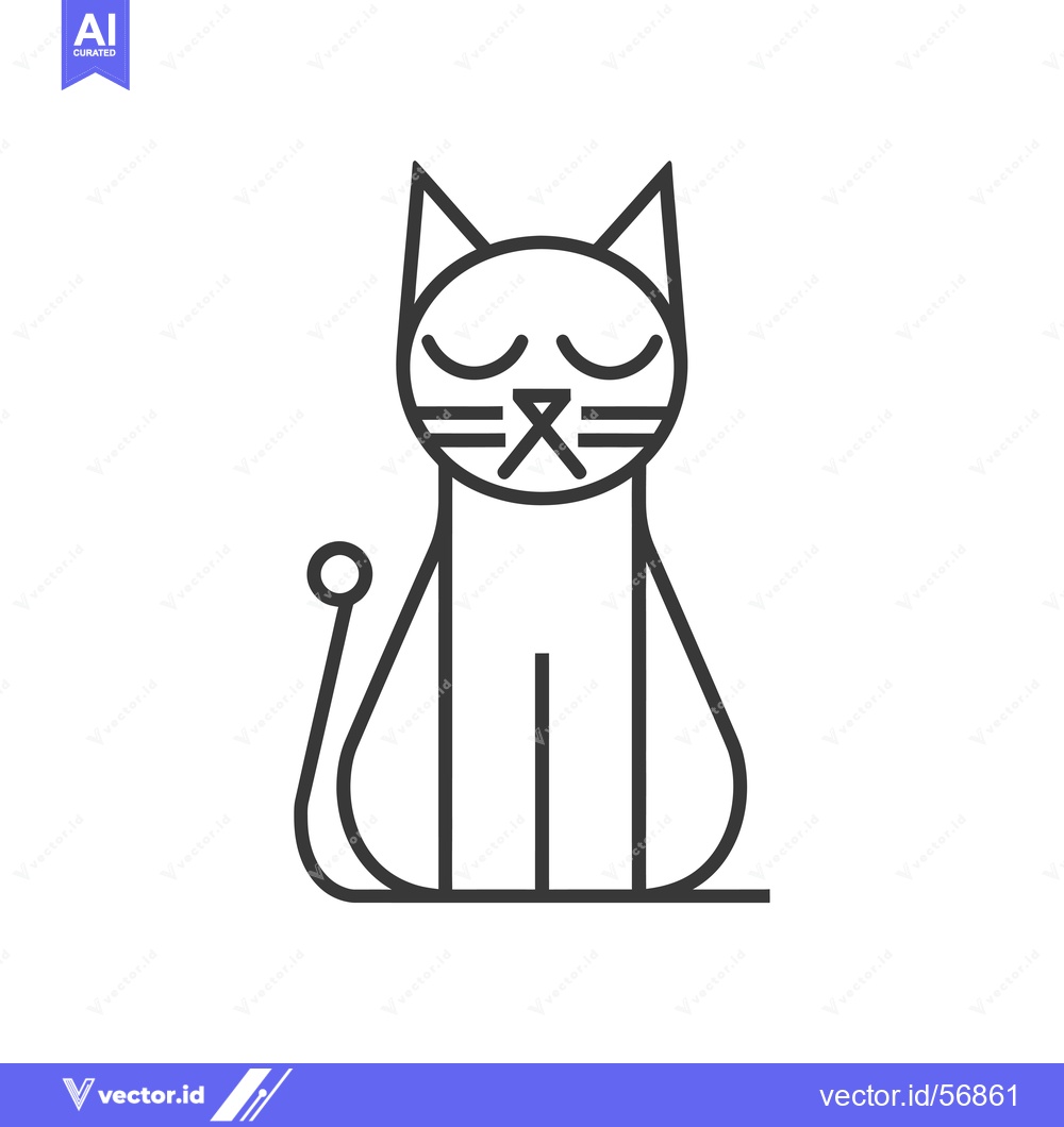 Premium Vector dari Line Drawing of a Sitting Cat with Closed Eyes