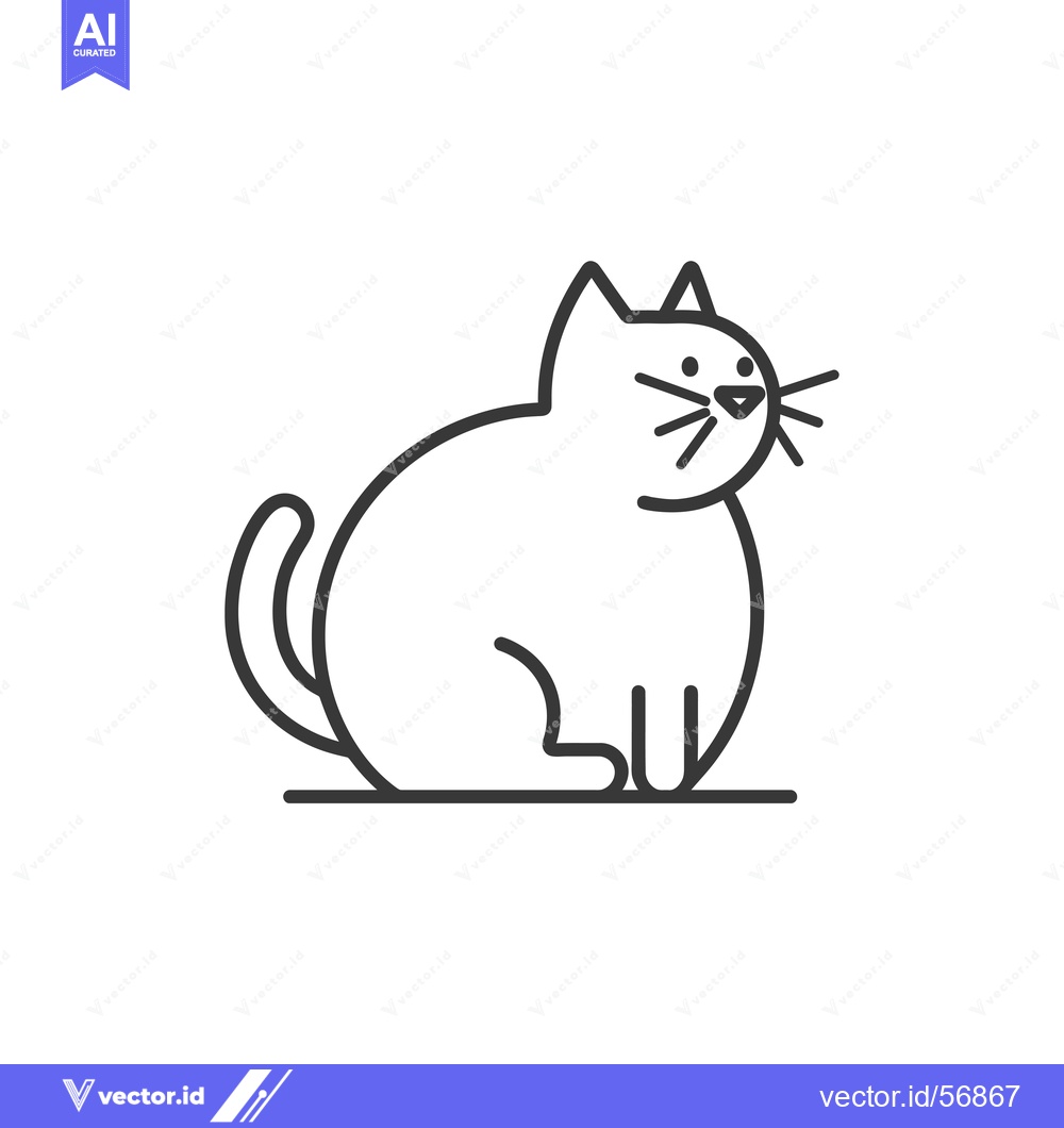 Premium Vector dari Line Drawing of a Sitting Cat with Whiskers