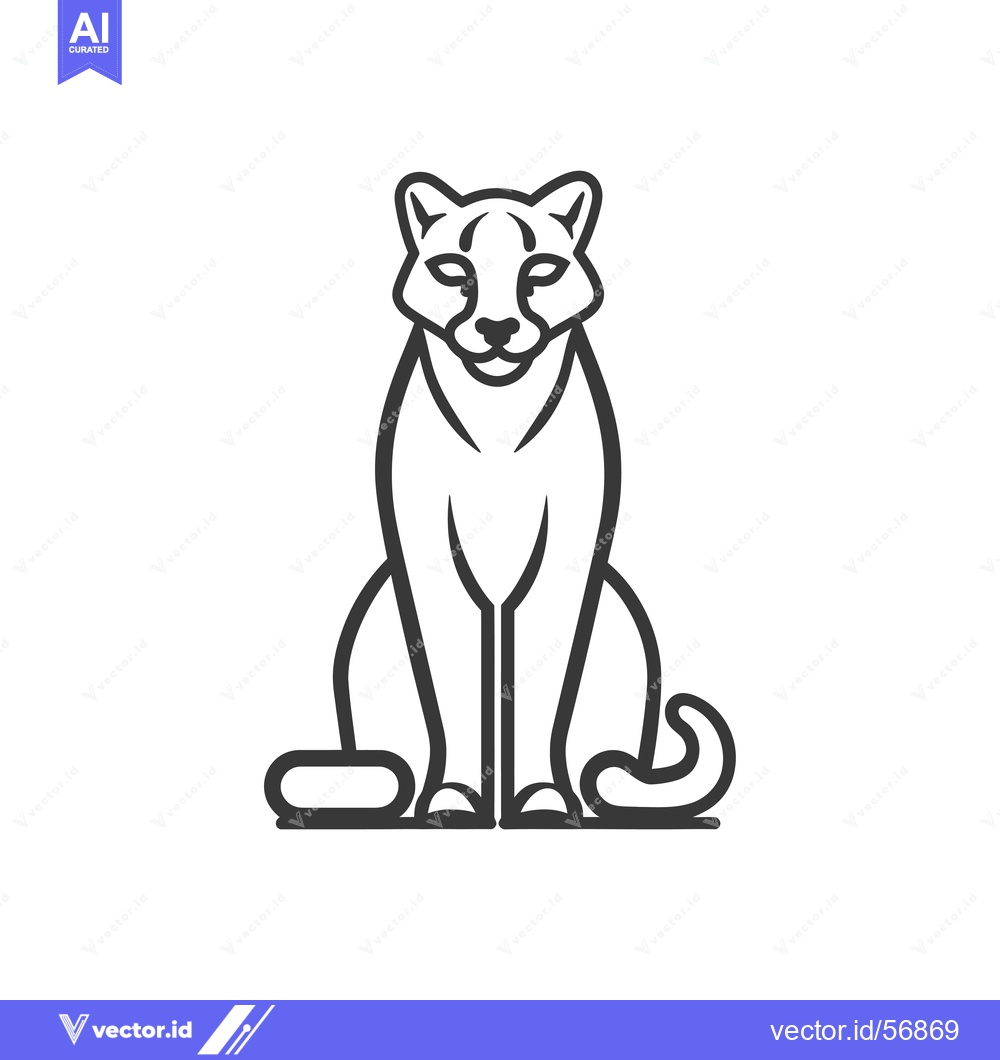 Premium Vector dari Line Drawing of a Sitting Cougar