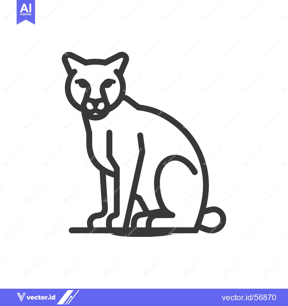 Premium Vector dari Line Drawing of a Sitting Cougar or Mountain Lion