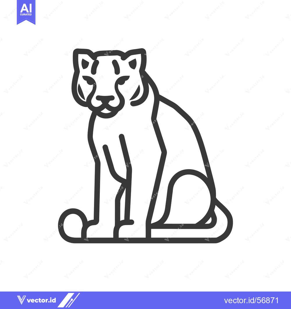 Premium Vector of Line drawing of a sitting cougar or mountain lion