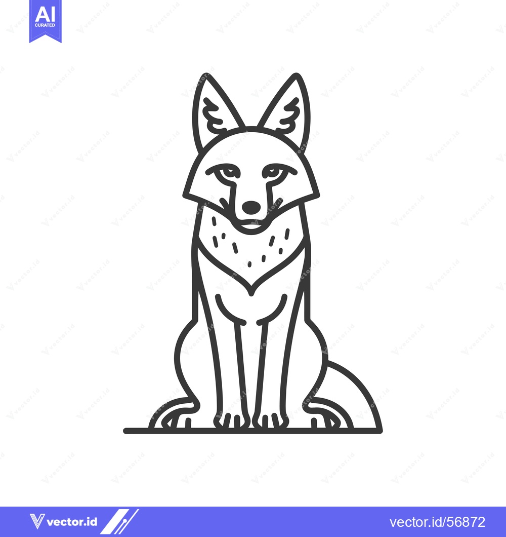 Premium Vector of Line drawing of a sitting coyote looking forward