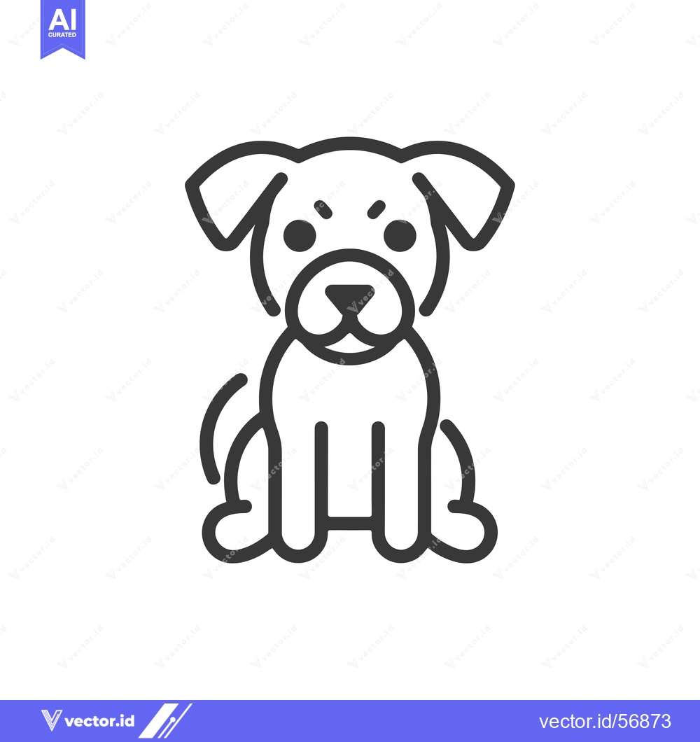 Premium Vector dari Line Drawing of a Sitting Dog with an Angry Expression