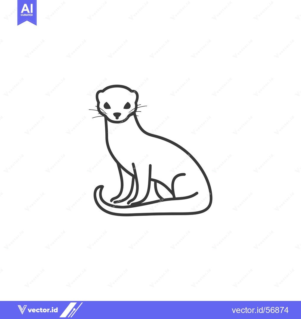 Premium Vector dari Line Drawing of a Sitting Ferret